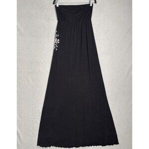 Mora Surf Boutique Maxi Halter Tube Dress Size L Black Boho Koi Fish Artsy